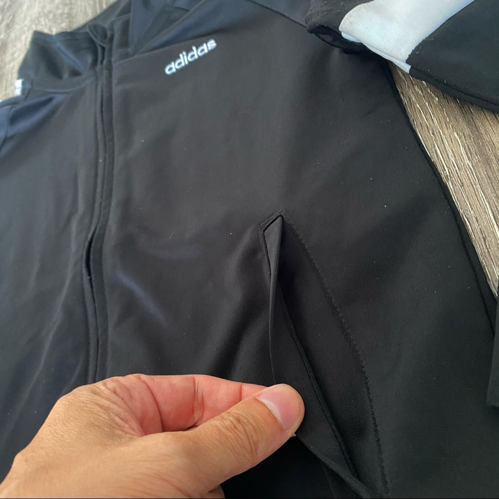 Boys Adidas Full-Zip Black & White Track Jacket - Picture 4 of 14